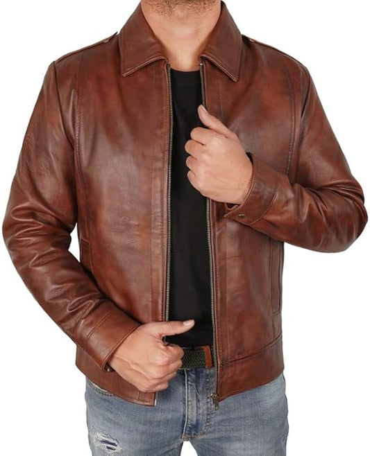 cognac leather jacket